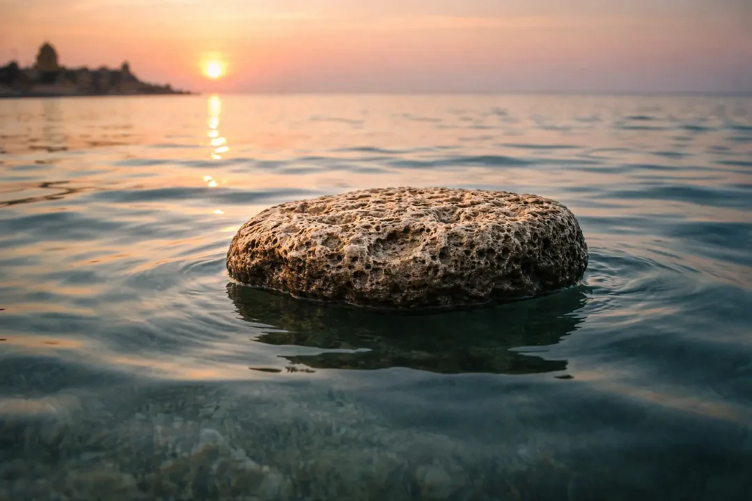 Floating stone on water